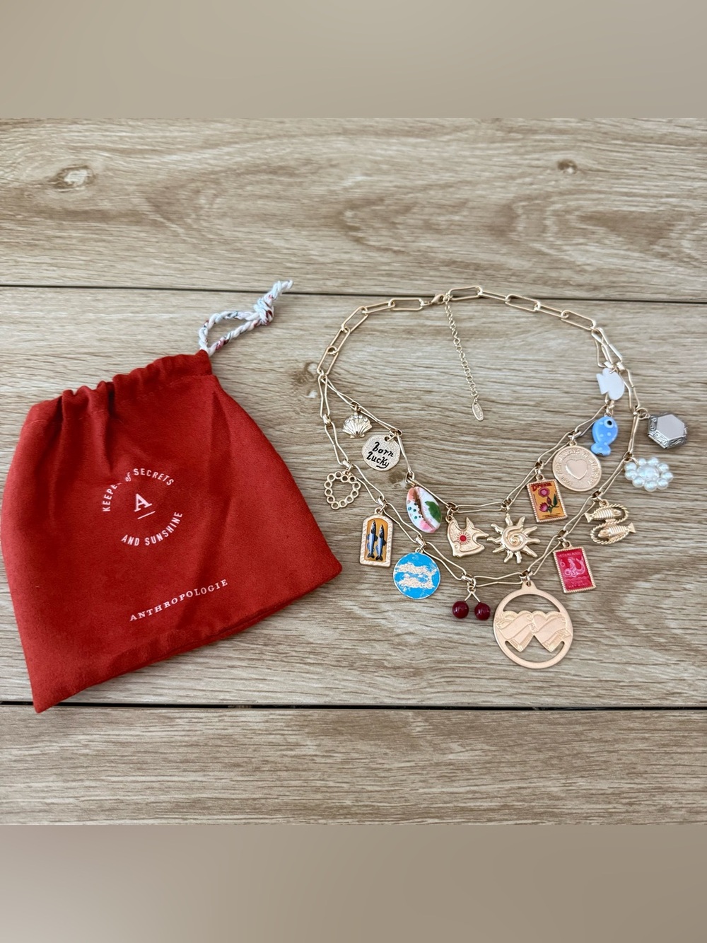 Anthropologie Double Layer Charm Necklace - Picture 2 of 5